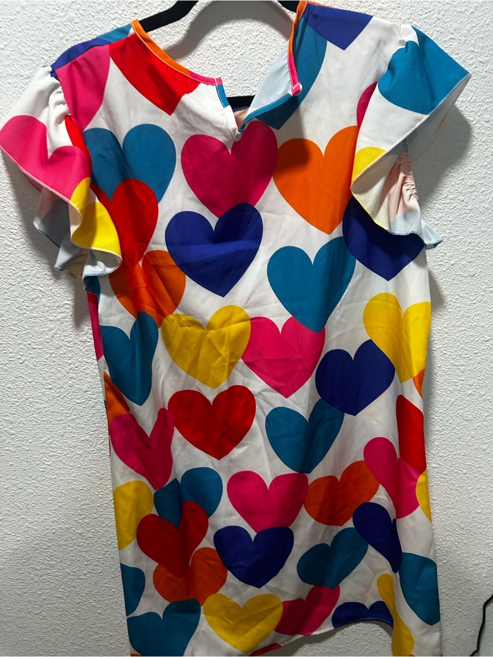Source Unknown White Midi Dress with Multicolor Heart Print - Picture 2 of 3